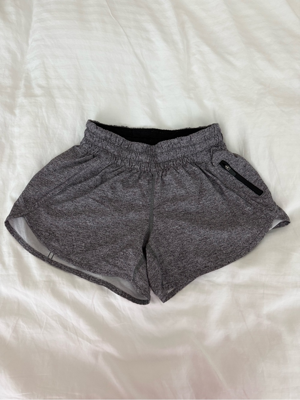 lululemon athletica Gray Heather Athletic Shorts with Zip Pocket